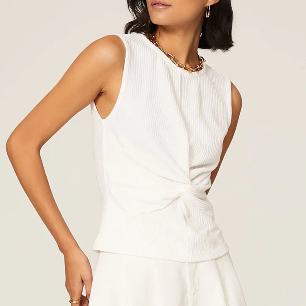 Club Monaco Front Twist White Tank, Medium
